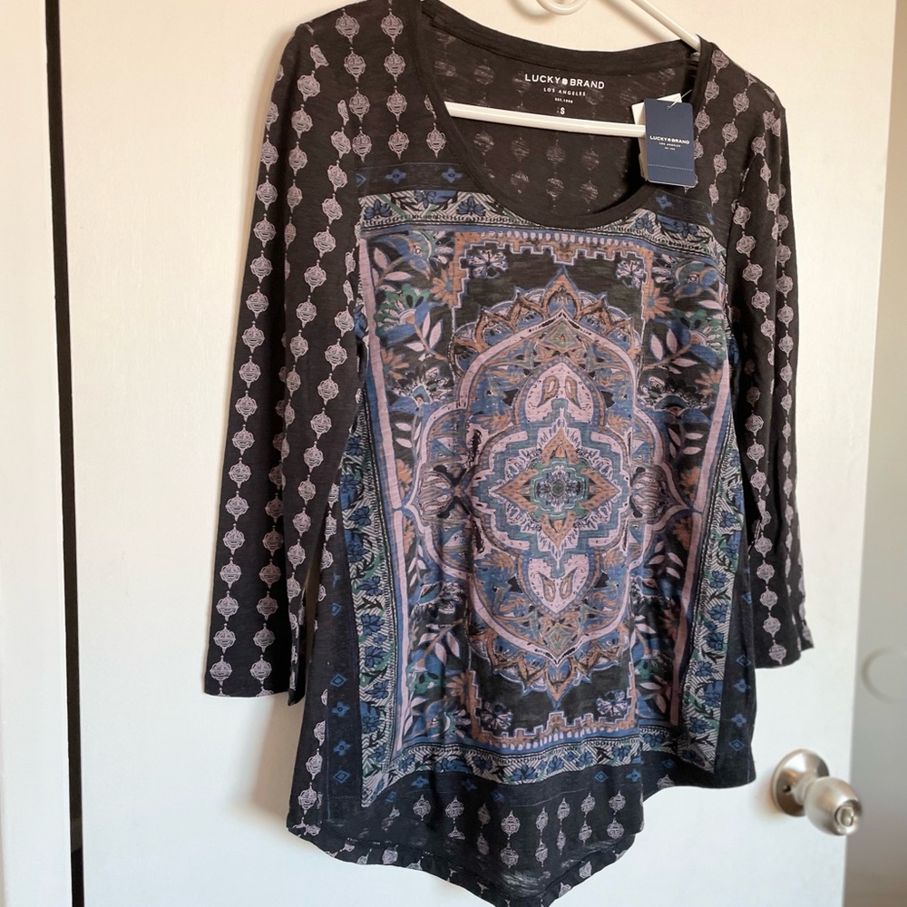 Lucky Brand Scoop Neck Lightweight Top - Size S - Picture 2 of 10